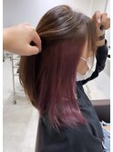 20代30代インナーカラーラベンダーピンク×ブリーチ無しカラー