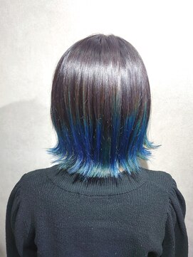 アニュー ヘア アンド ケア(a New hair&care) 0代30代40代ブルーカラーウルフ毛先パーマ耳掛け美肌