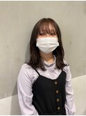 【mirei】韓国風ミディアム/シースルーバング/透明感ベージュ