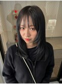 韓国風レイヤーナチュラルストレート後れ毛エアリーワンカール