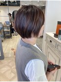 えりあしスッキリブラウンショートボブ赤羽カットが上手い美容室