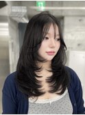 ミディアムレイヤーカット/ブルーグレージュ/透明感カラー　上野