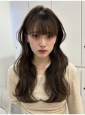 小顔に見えるトレンドヘア/黒髪/オリーブグレー/ココアベージュ