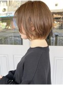 ショートボブ/透明感ベージュ