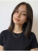 大人ヘルシーなミディ20代30代40代◎前髪あり小顔ロブ大山