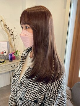 ロッカヘアエジェ(ROCCA hair eje.) アプリコットオレンジナチュラル内巻きロング