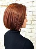 まとまるボブ＋オレンジベージュ【髪質改善オージュア サロン】