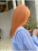 ダブルカラー　アプリコットオレンジカラー　髪質改善カラー