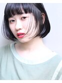 耳掛けワンカールボブ　暗髪