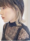 ミストバング カラー×ハイライト ホワイトベージュ
