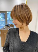 大人ショートボブ丸みショートカットマッシュショート前髪あり