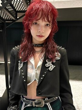 レコ 渋谷(LECO) ダブルカラーレッドパーママレットヘア