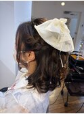 編み込みハーフアップ