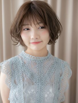 カバーヘア ブリス 上尾西口店(COVER HAIR bliss) オリーブベージュひし形ナチュラルショートボブ20代30代W上尾