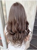 パールグレージュ×セミロング