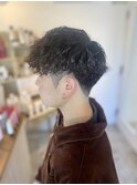 MEN’S HAIR マッシュパーマのアッシュブラック