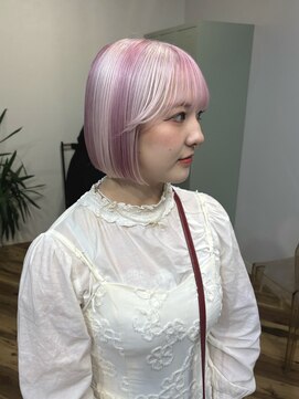 ラニヘアサロン(lani hair salon) ピンク×ホワイト ポイントカラー/デザインカラー/ボブ