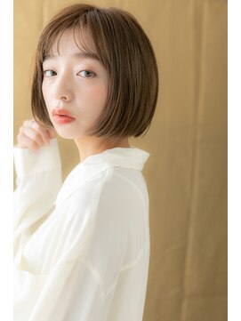 カバーヘア ブリス 川口(COVER HAIR bliss) ヌーティベージュ前下がり小顔ぷつっとボブT2川口20代30代40代