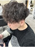 メンズマッシュパーマ波巻スパイラルパーマニュアンスパーマ眉毛