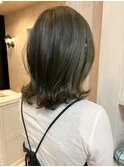 福山人気春オリーブグレージュ韓国風外ハネミディ巻き髪20代30代