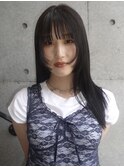 【徳岡】セミロング グレージュ 顔周りレイヤー 就活カラー