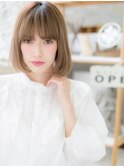 くすみベージュ内巻きワンカール前下がりボブh3上尾20代30代40代