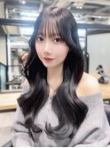 ロング暗めカラー韓国ヘア顔周りレイヤー_F0793