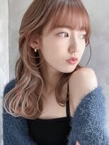 インスヘアー 京都四条大宮店(INCE HAIR)&nbsp;ミルクティーペールピンク×耳掛けゆるふわセミロング