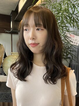 ノード(NODE) 栄カットカラー透明感ナチュラルロング　オリーブブラウン