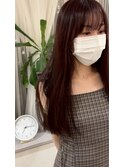 顔周りレイヤー/シースルーバング/艶ストレート/ブラウンロング