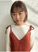切りっぱなしボブ 外ハネ ブリーチなし オリーブベージュ 小顔