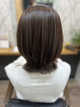 ヘアーカルチャー 小倉台店 HAIR CULTURE 改善カラー_白髪ぼかしハイライト髪質改善外ハネミディアム