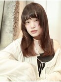 大人ガーリー/ぱっつん前髪/姫カット/レイヤーロング/センター南