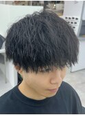 ツイストスパイラル/メンズマッシュショート/波巻きパーマ/眉毛