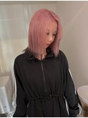 ピンクからブラックの裾カラー（ブリーチ２回）