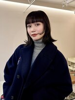 黒髪/ボブウルフ/ネビージュ/小顔/ワンレン