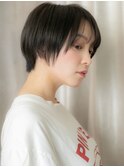 グレージュ似合わせカット丸みショートマッシュY戸頭20代30代