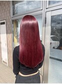 ダブルカラーでワインレッドカラーエクステ60枚【平井】