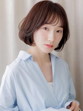 カバーヘア ブリス 川口(COVER HAIR bliss) グレーブラウンエアウェーブパーマミディアムボブY川口20代30代