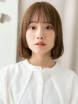 カバーヘア イヴ 戸頭店(COVER HAIR EVE) ミルクティーブラウン/内巻きボブ/顔周りレイヤー/透明感カラーe