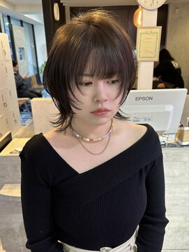 ラッキーヘア 加古川(Lucky Hair) 透け感オリーブのハッシュウルフ【芝本】