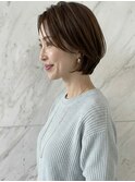 オリーブグレージュ小顔レイヤーショートボブA12越谷30代40代
