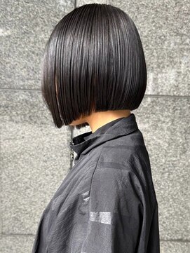 ヘアーアンドスパ フェリーチェ ミチ 野田屋町店(HAIR&SPA felice MICHI) 切りっぱなしボブ 前髪カット 髪質改善トリートメント 黒髪 30代