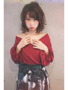 ミシェリー(misherry) ＊misherry［萩本 有輝］　斜めバング　ボルドー　ミディ＊3