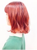 【ブリーチ/ダブルカラー】ミディアム　レッド