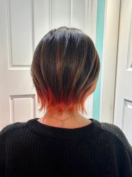 マティーナ ヘアー 池袋(Matina hair) 【ショートウルフ×ピンクオレンジ】20代30代40代50代