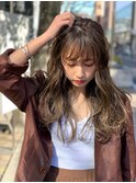 大人かわいい前髪セシルカットココアブラウンフリンジウェーブ