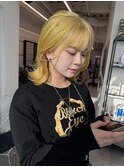イエローゴールド×外はねミディ