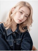 色っぽボブ10代20代かわいいダブルカラーブリーチペールベージュ