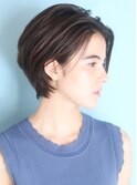 40代50代小顔黒髪ネビージュボブルフワンレン前髪なしショート